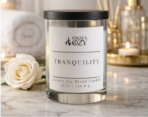 Tranquility – Luxury Soy Blend Candle | Single-Wick 8 oz & 3-Wick 14.5 oz