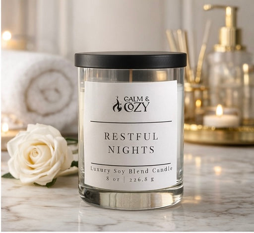 Restful Nights – Luxury Soy Blend Single-Wick Candle | 8 oz